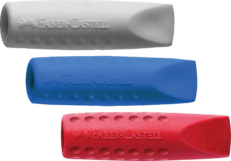 Faber-Castell Ersatzradierer Grip 2001 – für Bleistifte – 2er-Pack – Kunststoff – grau – 10 × 40 × 10 mm