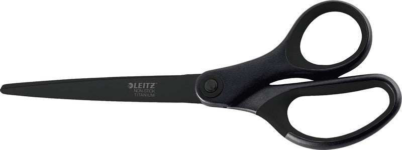 Leitz Universalschere – titanbeschichtet, für Rechts- und Linkshänder, abgerundete Spitzen, Kunststoff, schwarz