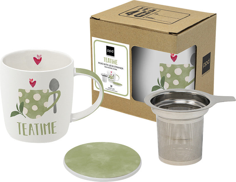 Ppd Trend Tee Tasse – 0,35 l, New Bone China, mehrfarbig, Deckel, spülmaschinenfest, mikrowellengeeignet