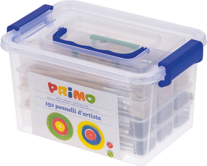 Primo Pinsel – sortiert, Holz, 192er-Pack, mit Aluminiumzwinge, für Acryl- und Aquarellfarben