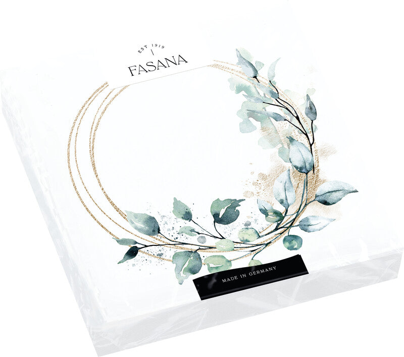 Fasana Servietten Golden Leaves Wreath – 33 × 33 cm – 3-lagig, Tissue – 20 Stk., FSC