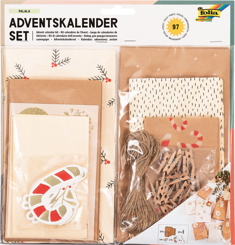 Folia Adventskalender-Set Falala – 24 Papiertüten – 250 × 280 × 28 mm