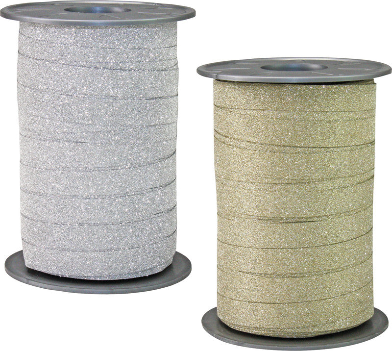 Präsent Geschenkband – Poly Glitter, Gold – 10 mm × 100 m – Kunststoff