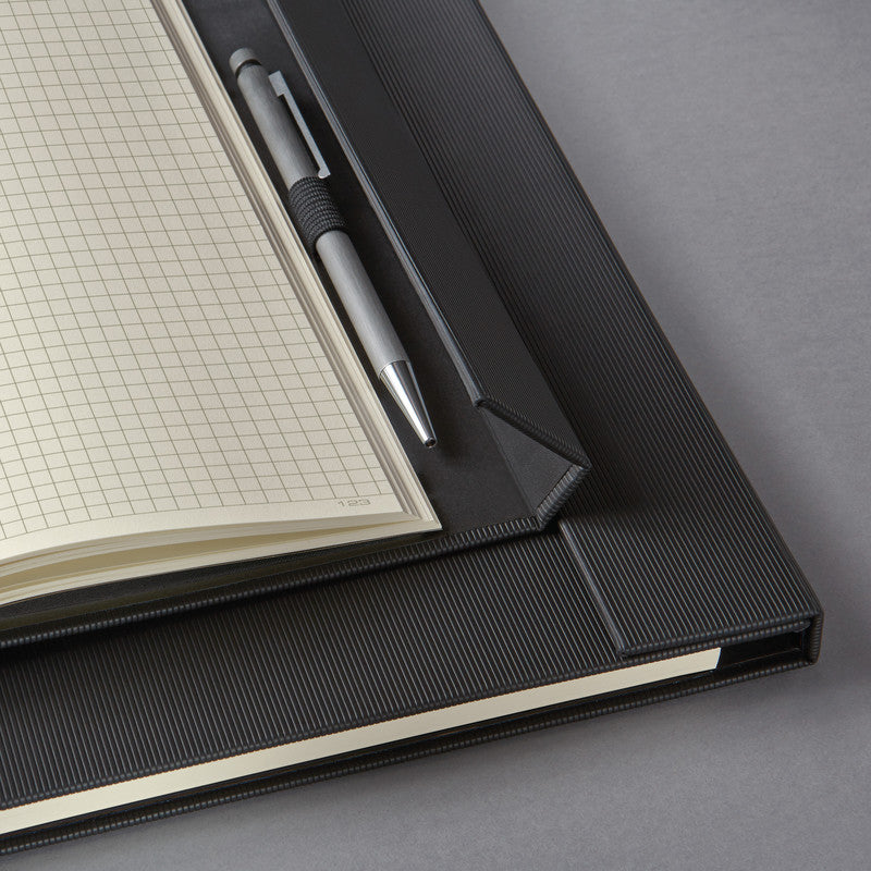 Sigel Notizbuch, A5, kariert 5 mm, Fadenheftung, 194 Seiten, 80 g/m² – schwarz