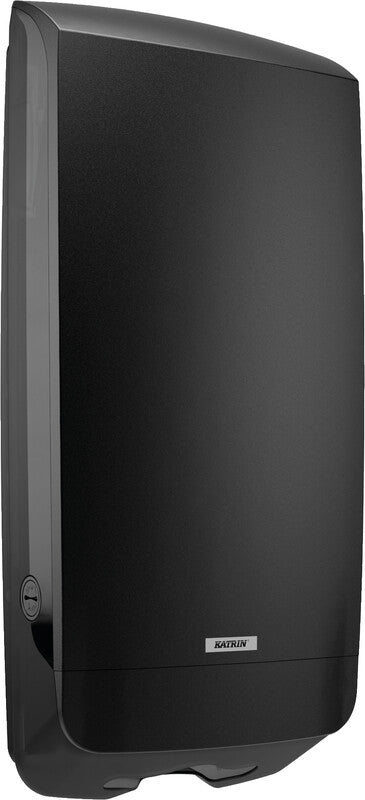 Katrin Falthandtuchspender Inclusive XL Schwarz – für Falthandtücher bis 244 mm – 338 × 730 × 146 mm