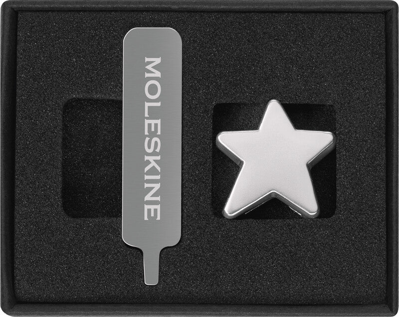 Moleskine Anhänger Stern – für Gummibandverschluss – Zinklegierung, Silber