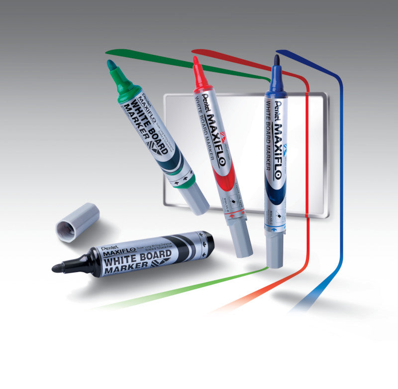 Pentel Whiteboard-Marker Maxiflo MWL5M – Konische Spitze 6 mm – Blau – Trocken abwischbar