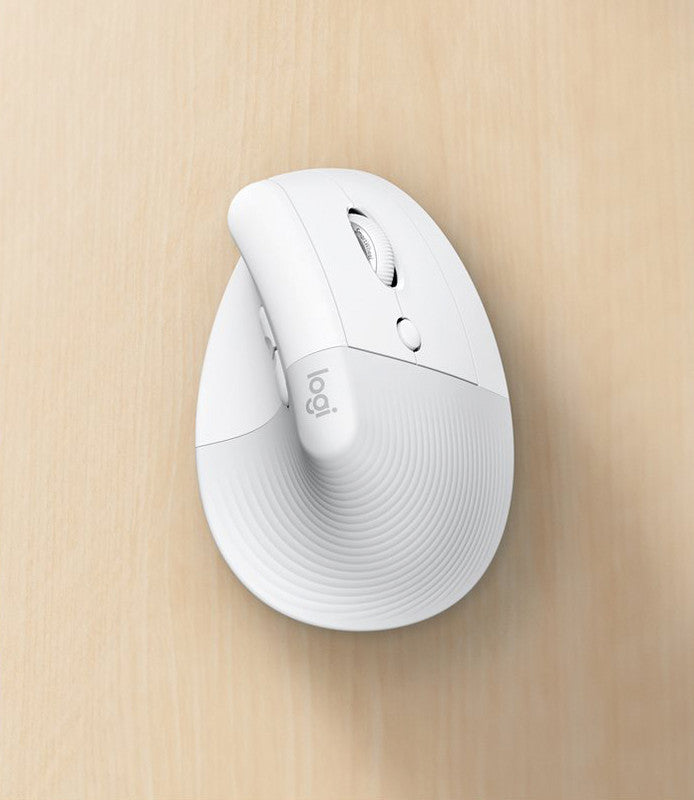 Logitech Lift for Business Ergonomische Maus – kabellos, für Rechtshänder, vertikal, Bolt-Empfänger, weiss
