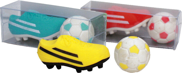 Trendhaus Motiv-Radiergummi Fussball – für Bleistifte, 25 × 70 × 20 mm, farbig sortiert, 4er-Set