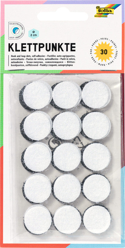 Folia Klettpunkte – Ø 20 mm, farbig sortiert, 30 Stück