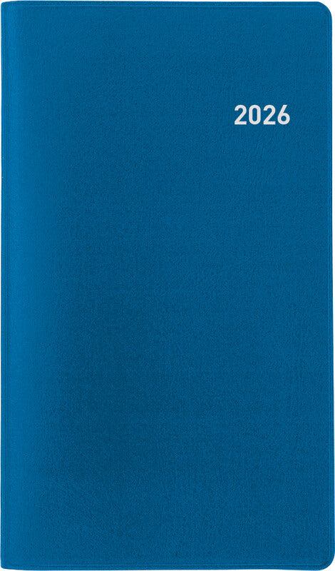Biella Planer Berlin Agenda – 6 Monate/1 Seite, geheftet, 8,7 × 15,3 cm, Jan–Dez 2026, mehrsprachig, blau, FSC