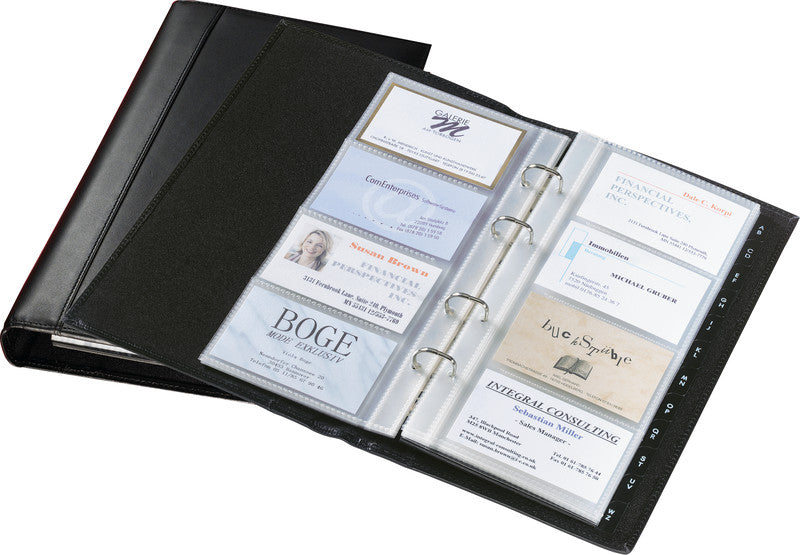 Sigel Visitenkartenalbum – Leder, Schwarz, 160×35×275 mm
