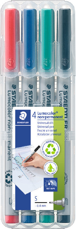 Staedtler Non-Permanent-Marker Lumocolor – superfein 0,4 mm – sortiert – 4er-Set – nachfüllbar
