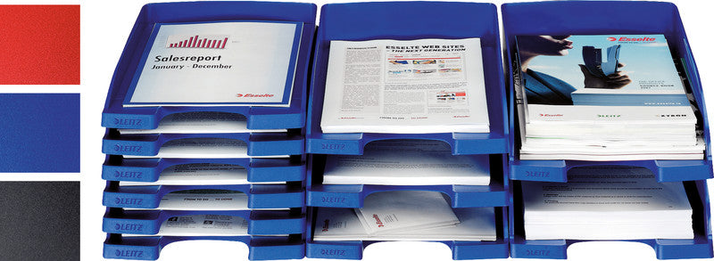 Leitz Briefkorb – mit Griffausschnitt, mit Beschriftungsfeld, matt, schwarz, B 255 × H 103 × T 357 mm