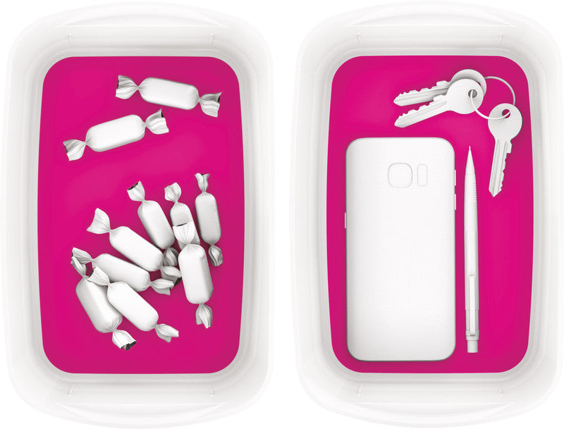 Leitz Aufbewahrungsschale MyBox – ABS-Kunststoff, weiss/pink metallic, 24,6 × 9,8 × 16 cm