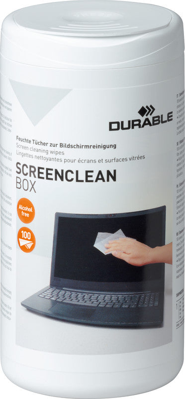 Durable Reinigungstücher, alkoholfrei, streifenfrei – für Bildschirme, 100 Stk., eco:smart, eco:plus