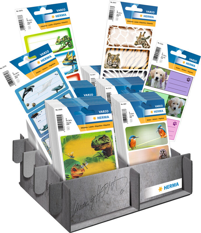 HERMA Vario Schuletiketten – Motive sortiert – 35 × 76 mm, Papier, permanent haftend, hochglänzend