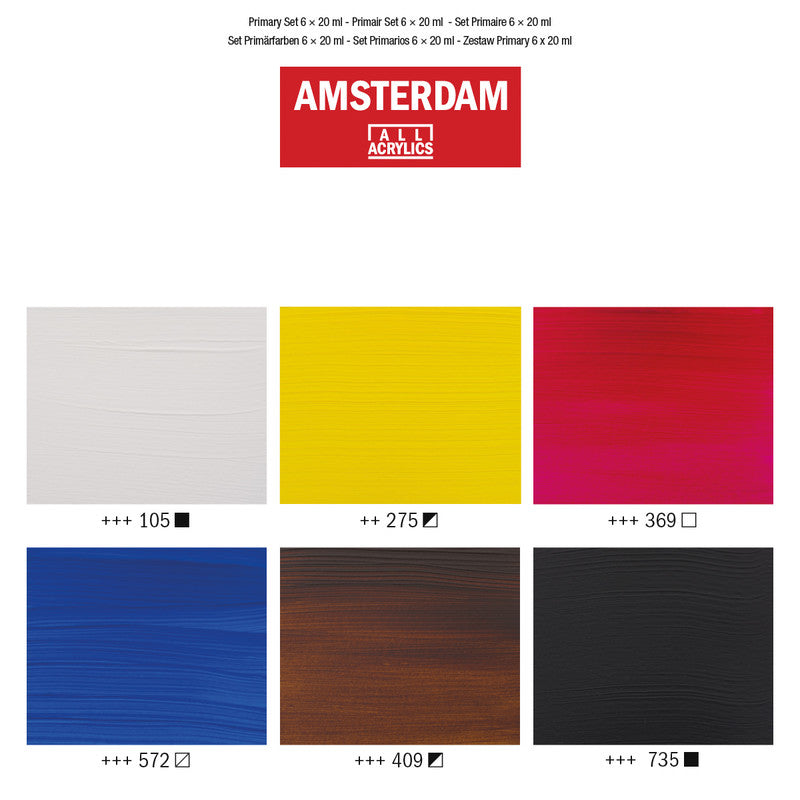 Royal Talens Amsterdam – Acryl Standard – Acrylfarbe – Set – 6 Farben, 6 × 20 ml