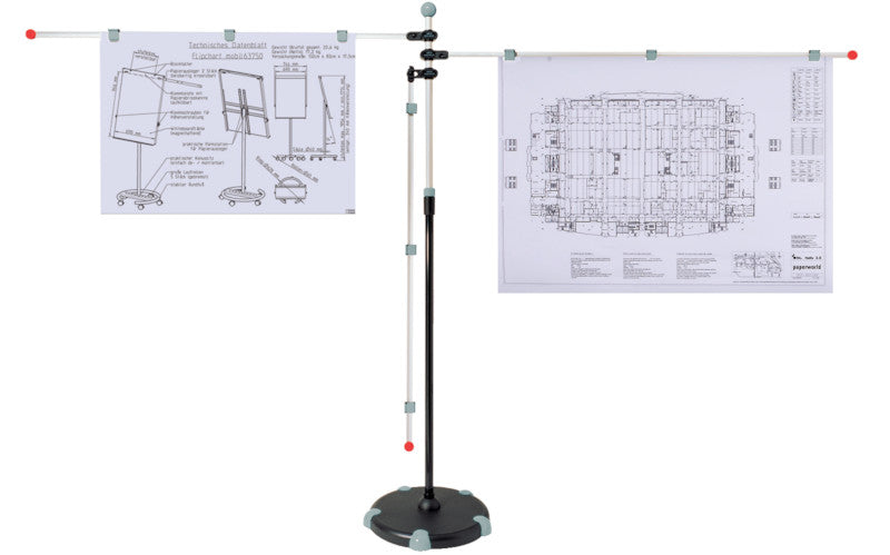 MAUL Planhalter – für A0 hoch/quer, mit Rollen, schwarz, Metall/Kunststoff