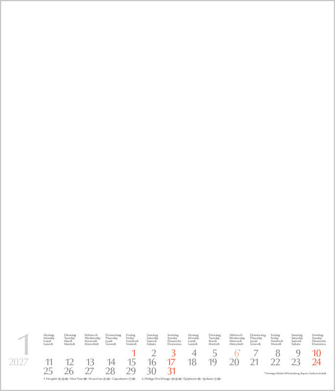 Korsch Bastelkalender 2027 – 30 × 35 cm – mit Tagesfeldern, mit Aufhänger