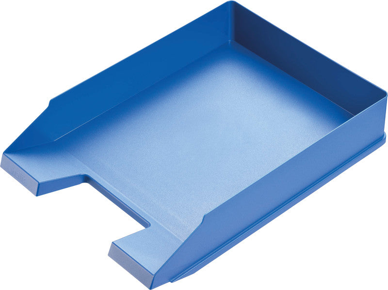 Helit Stapelbarer Briefkorb mit Griffausschnitt, Beschriftungsfeld, matt, blau, B 255 × H 67 × T 345 mm