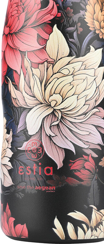 Estia Trinkflasche – 5 dl – Edelstahl, isoliert, Schraubverschluss – Midnight Blossom