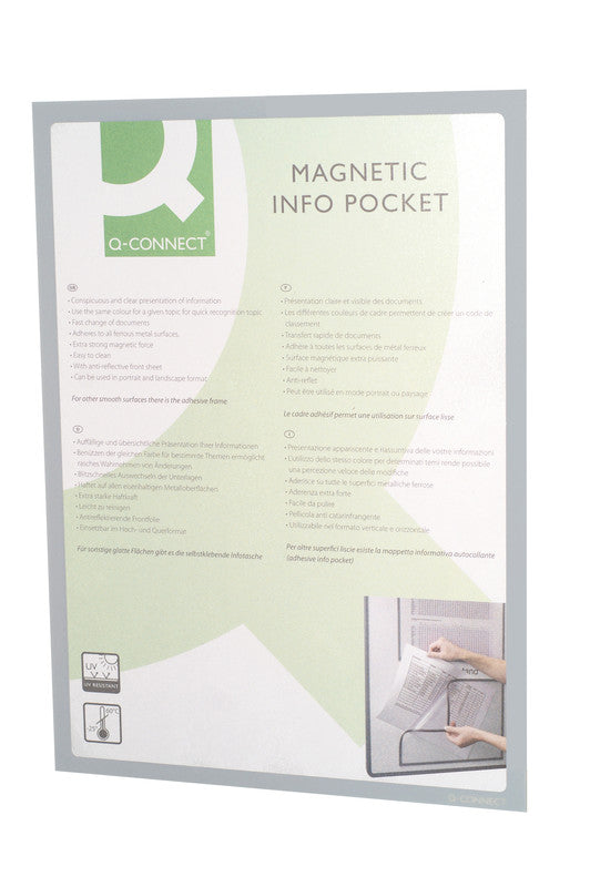 Q-connect Magnetclip – 225 × 312 mm, grau, wiederablösbar, für A4