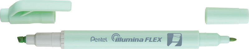 Pentel Illumina Flex Textmarker – Pastellgrün, Keil/Fein 1,5–3,5/1,0 mm, nachfüllbar