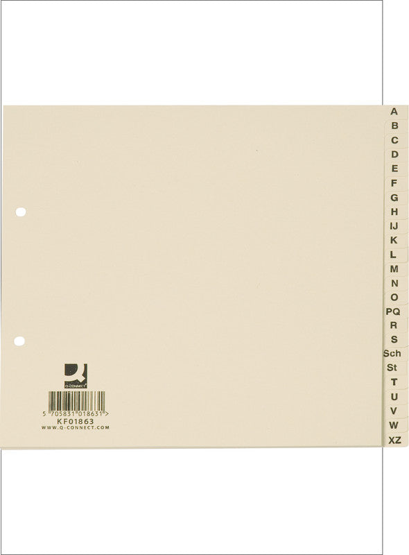Q-connect Register – teildeckend, 24-teilig, Papier, braun, vorgedruckt, 2-fach Lochung, für A4 hoch