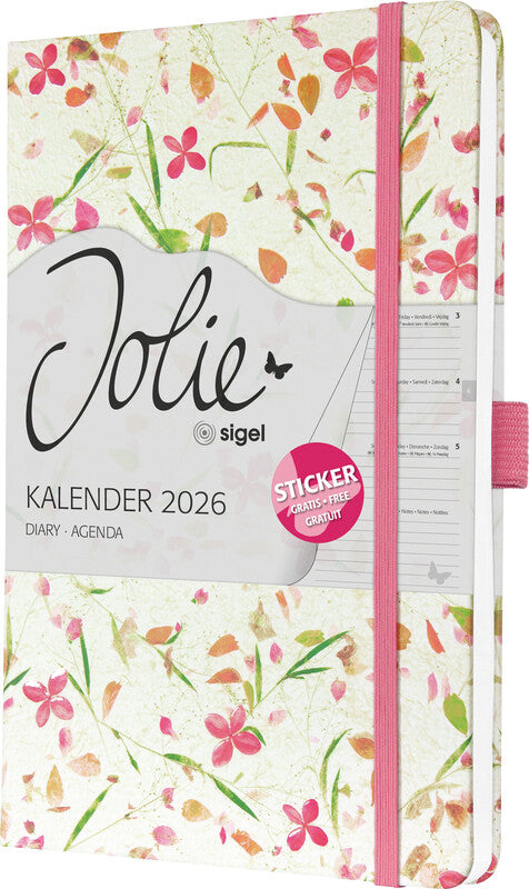 Sigel JOLIE Agenda – 1 Woche/2 Seiten, gebunden, A5, 2026, Bloom Pink, FSC