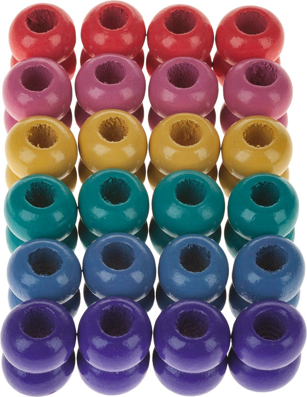 Rico Design Holzperlen Makramee – 17×22 mm, Loch-Ø 8 mm, Mehrfarbig, 24 Stk.