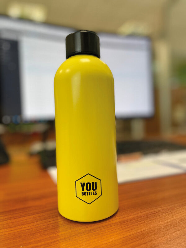Youbottles Trinkflasche Dual – 5 dl – Edelstahl, isoliert, Schraubverschluss – Monochrome Gelb
