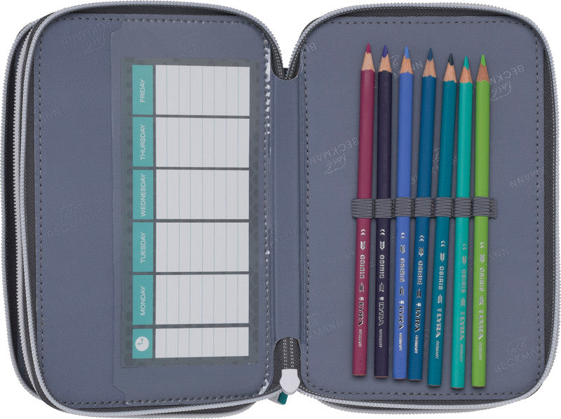 Beckmann Classic 1st Triple Etui, gefüllt – Game On – Kunststoff – 13 × 20,5 × 7 cm