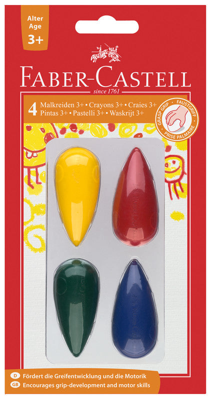 Faber-Castell Buntstifte – 4 Farben, birnenförmig, Kreide