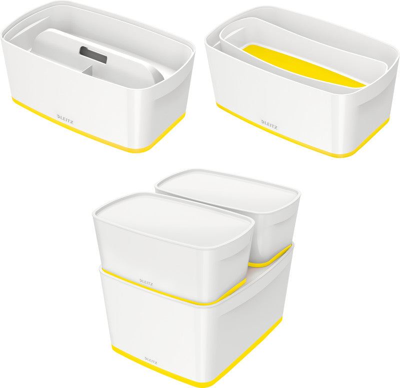 Leitz Aufbewahrungsbox – Kunststoff, Weiss/Gelb, 31,8 × 12,8 × 19,1 cm