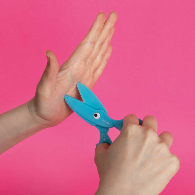 Fonzell Kinderschere – 11,5 cm, Kunststoff, für Rechts- und Linkshänder, abgerundet, Kunststoff, Blau