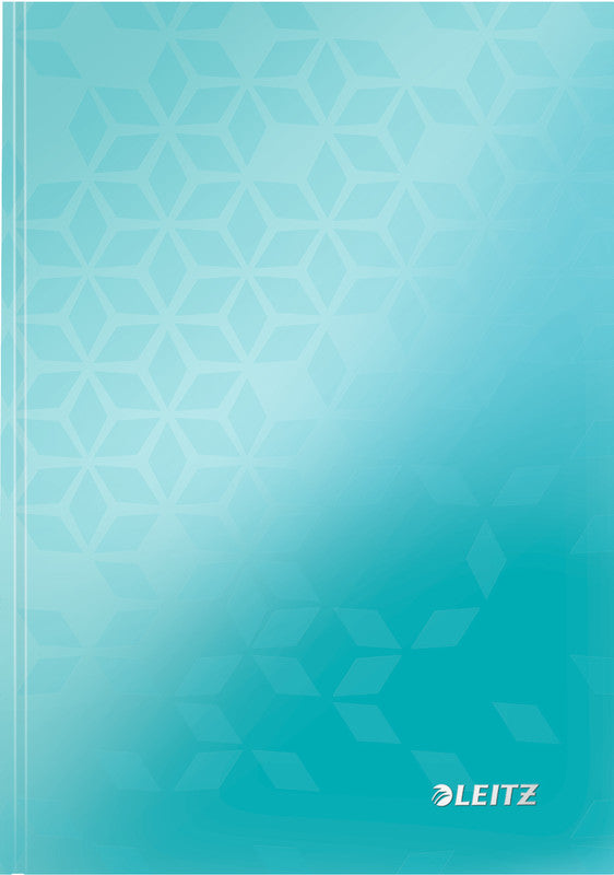 Leitz Notizbuch, A5, liniert, Fadenheftung, Karton, 160 Seiten, 90 g/m² – Eisblau