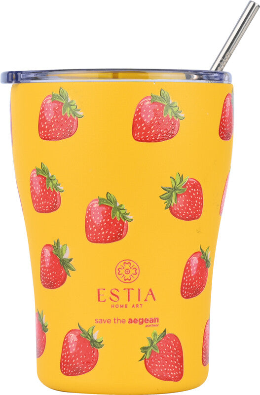 Estia Thermobecher 350 ml – Doppelwandig 6 h heiss / 12 h kalt, Druckknopfdeckel, Edelstahl
