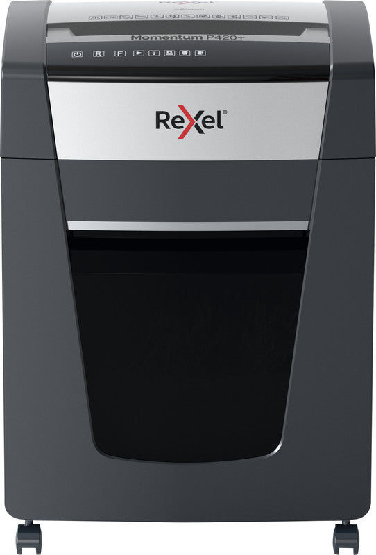 Rexel Momentum P420+ – Aktenvernichter, DIN P-4, Partikelschnitt 4 × 35 mm, 20 Blatt, 30 l, A4
