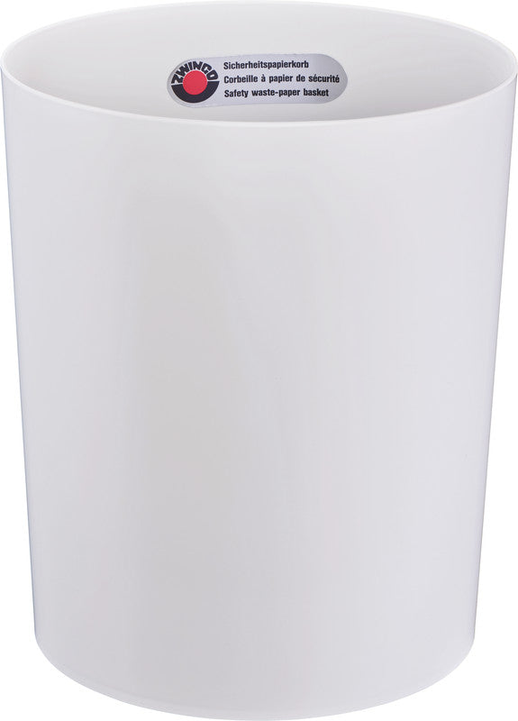 Zwingo Sicherheitspapierkorb – 13 l – Kunststoff, lichtgrau – TÜV – Ø 245 × H 300 mm
