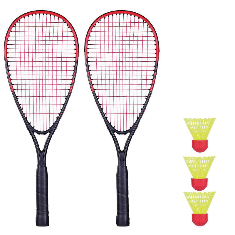 Champ Badminton-Set – 2 Schläger, 3 Nylon-Federbälle, Transporttasche – 21,0 × 58,0 cm – Aluminium