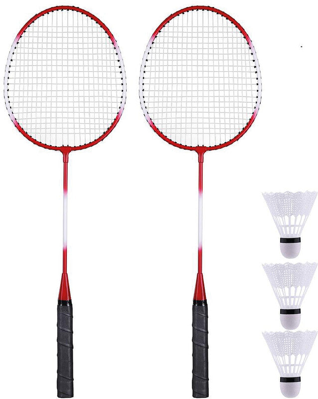 Champ Badminton-Set – für 4 Spieler, inkl. 4 Schläger, 3 Nylon-Federbälle, Netz – 20,5 × 66 cm