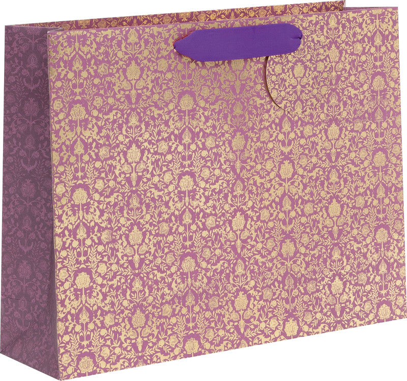 Glick Geschenktasche 'Baroque' – 35,5 × 10 × 27,5 cm, Papier, mit Satinband, Folienprägung