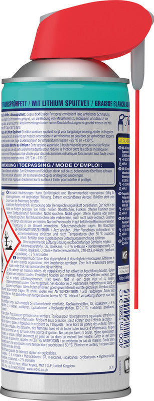 WD-40 Spezialist Lithiumsprühfett – transparent, wasserfest, für Metall, 400 ml, −25 bis +130 °C
