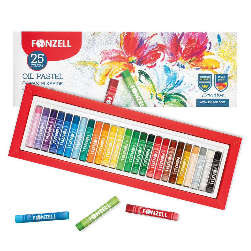 Fonzell Ölpastelle – Set – 25 Farben, für Papier, Karton & Leinwand