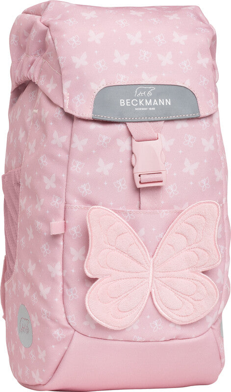 Beckmann Kindergartenrucksack Classic Mini – rPET-Polyester – Rosa Schmetterling, 210 × 350 × 190 mm