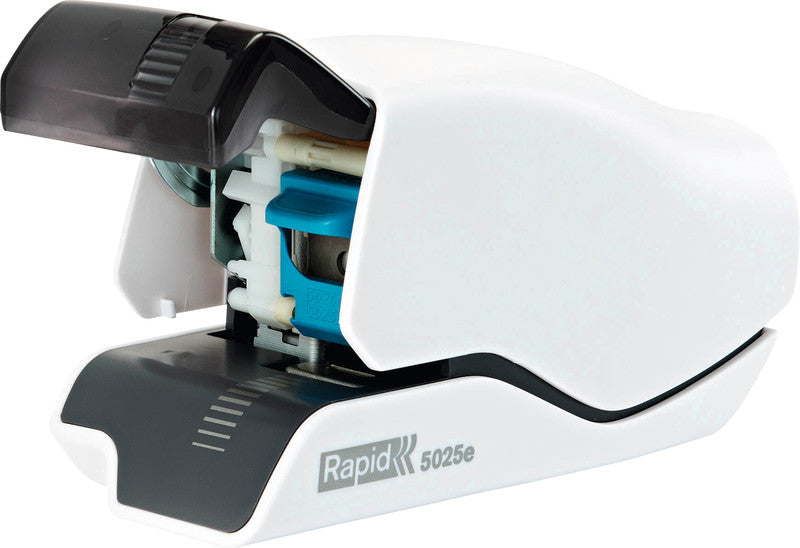 Rapid 5025e – Elektrischer Hefter, 25 Blatt, Flat-Clinch, inkl. Heftklammernkassette, Einlegetiefe 65 mm