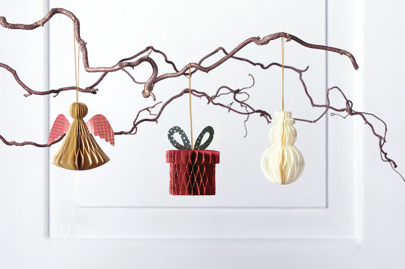 Folia Wabendekor Figuren, Papier, sortiert, 6 × 10 cm und 10 × 10 cm, 3er-Set – Weihnachten – FSC, eco:plus