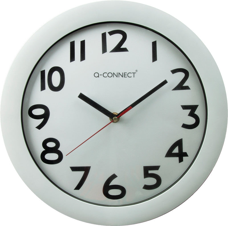 Q-CONNECT Wanduhr – Ø 28 cm, weiss, Kunststoff