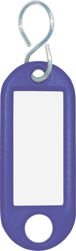 Wedo Schlüsselschild mit S-Haken – Blau, Kunststoff, Beschriftungsfeld mit Azetatschutz, B 21 × H 53 × T 3 mm